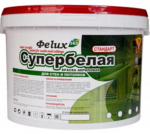 Краска супербелая «Стандарт» Феlux Для внутренних работ 7 кг